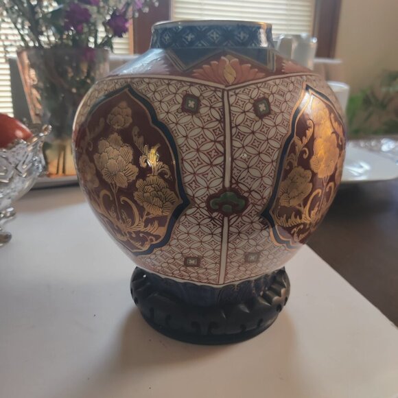 GingerJar Vintage & Signed Japanese Origin, Imari Gold, Reds & Blue handpainted. - Picture 1 of 12